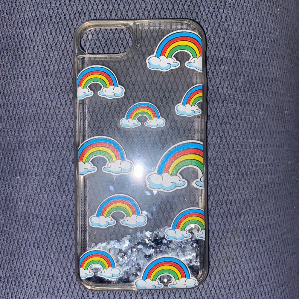 Rainbow with silver waterfall glitter